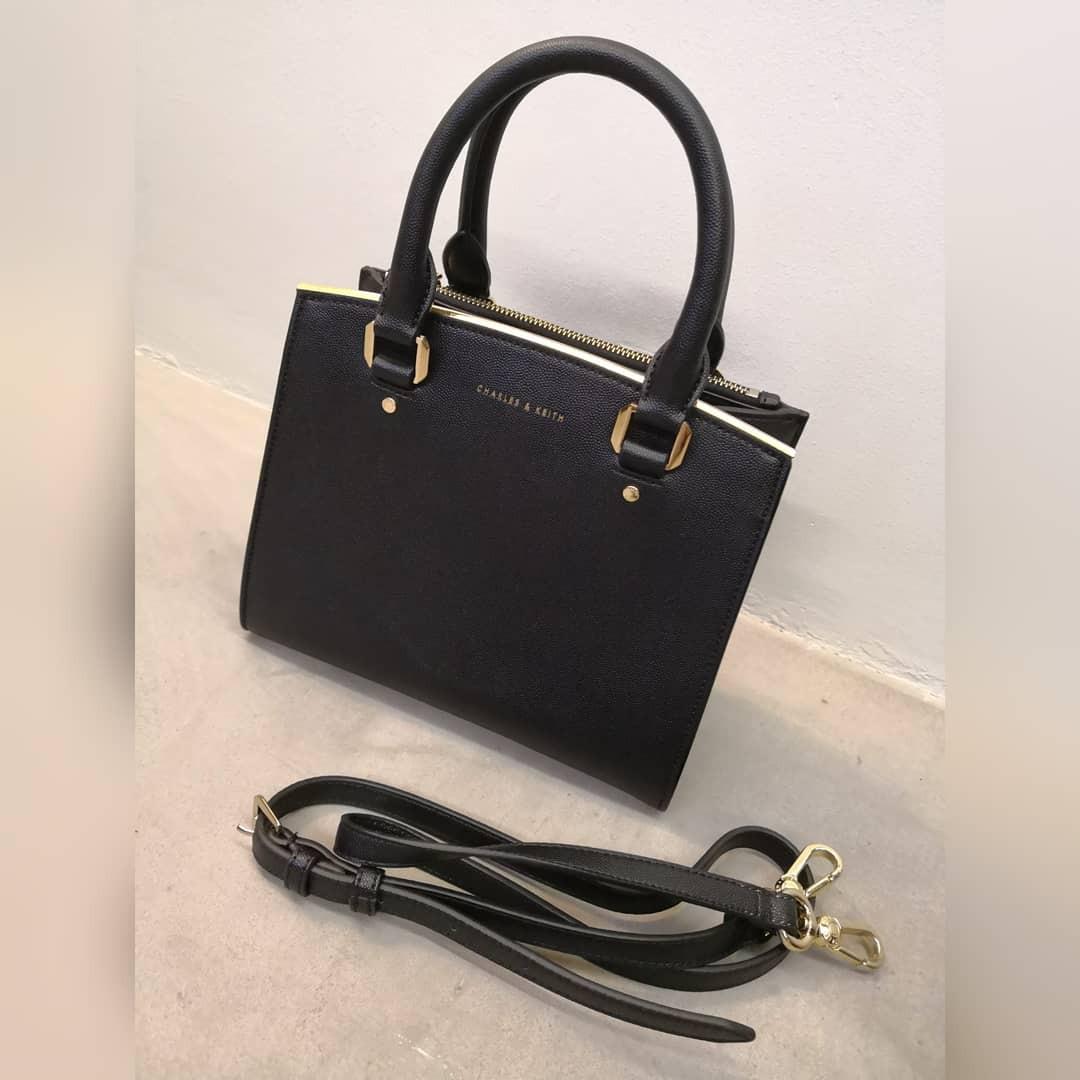 Classic structured handbag top charles and keith