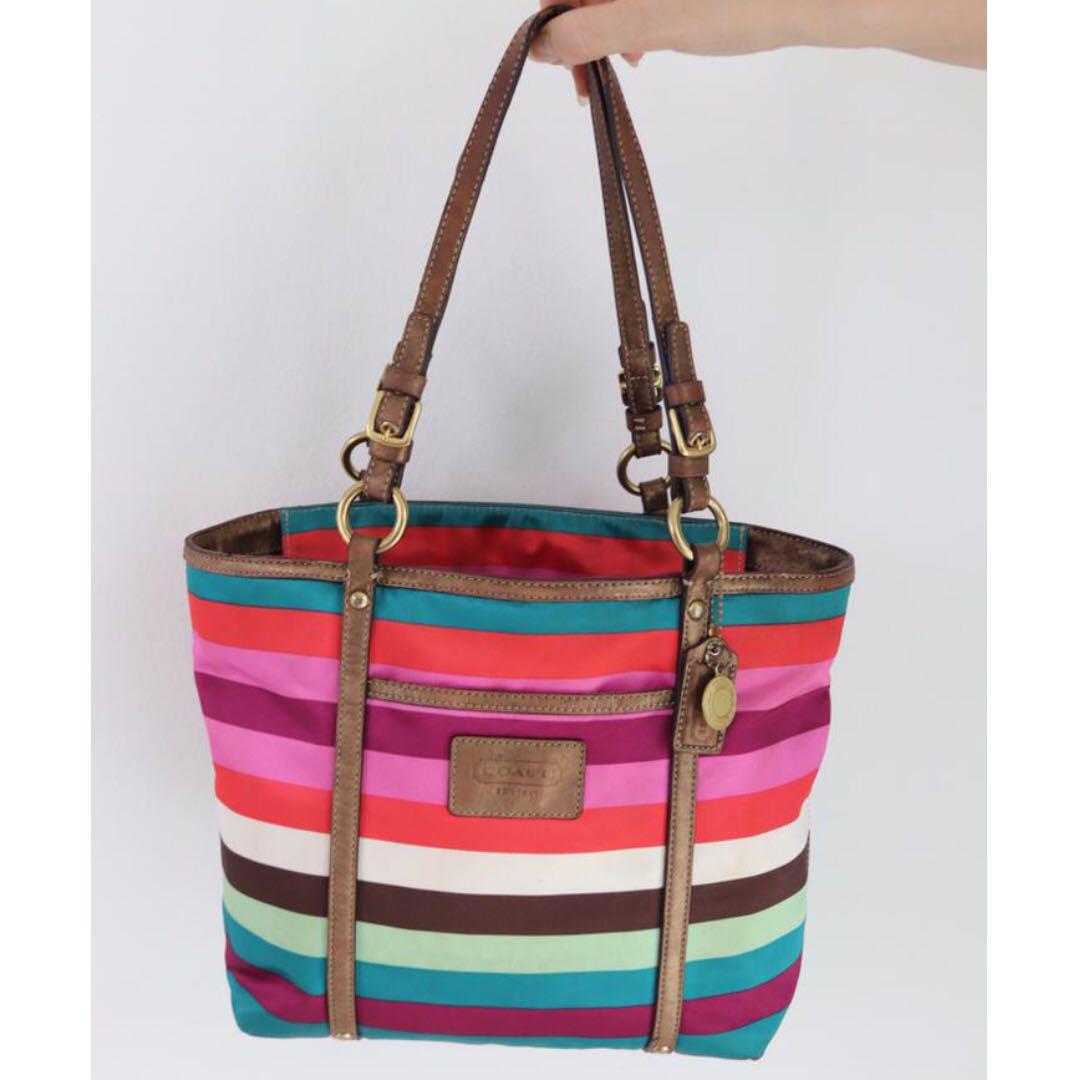 Coach Legacy Multi Stripe Tote Women s Fashion Bags Wallets
