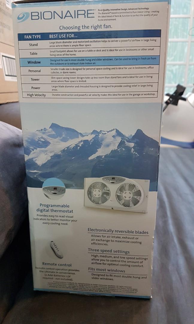 Exhaust Fan Bionaire BW2300N Twin Reversible Airflow Window Fan with