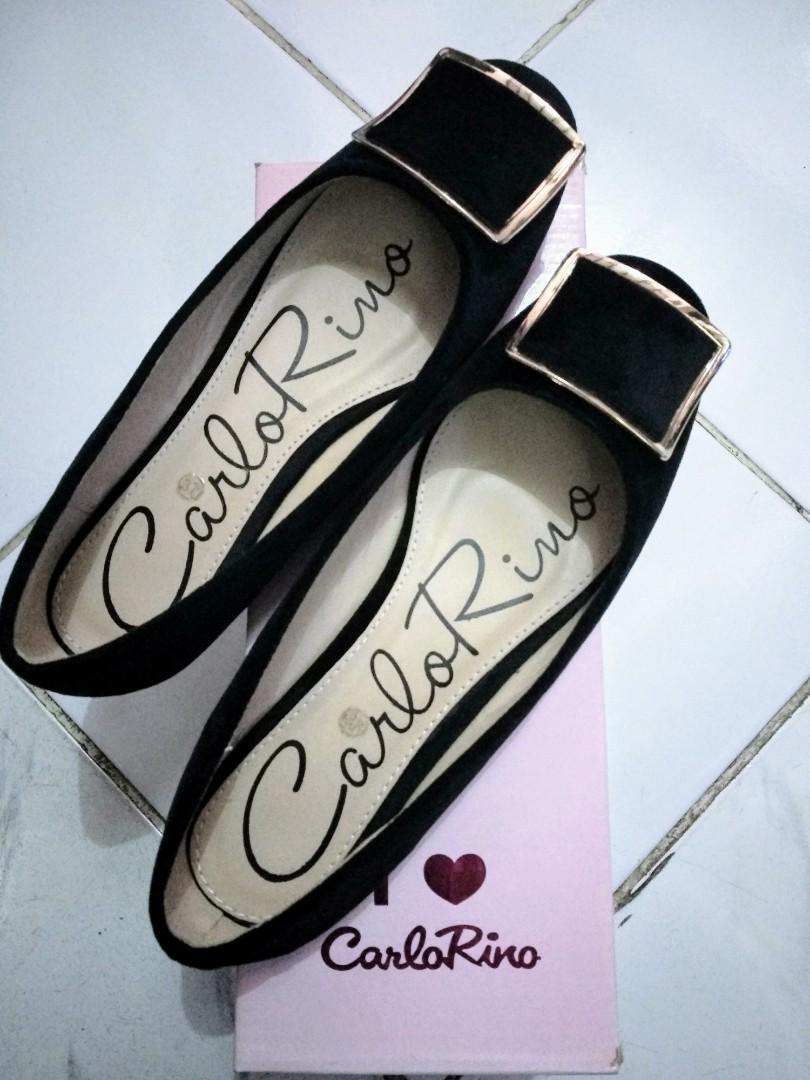 Flat Shoes Black Carlo Rino Original Sepatu Hitam Wanita Carlo Rino Ori Fesyen Wanita Sepatu Di Carousell