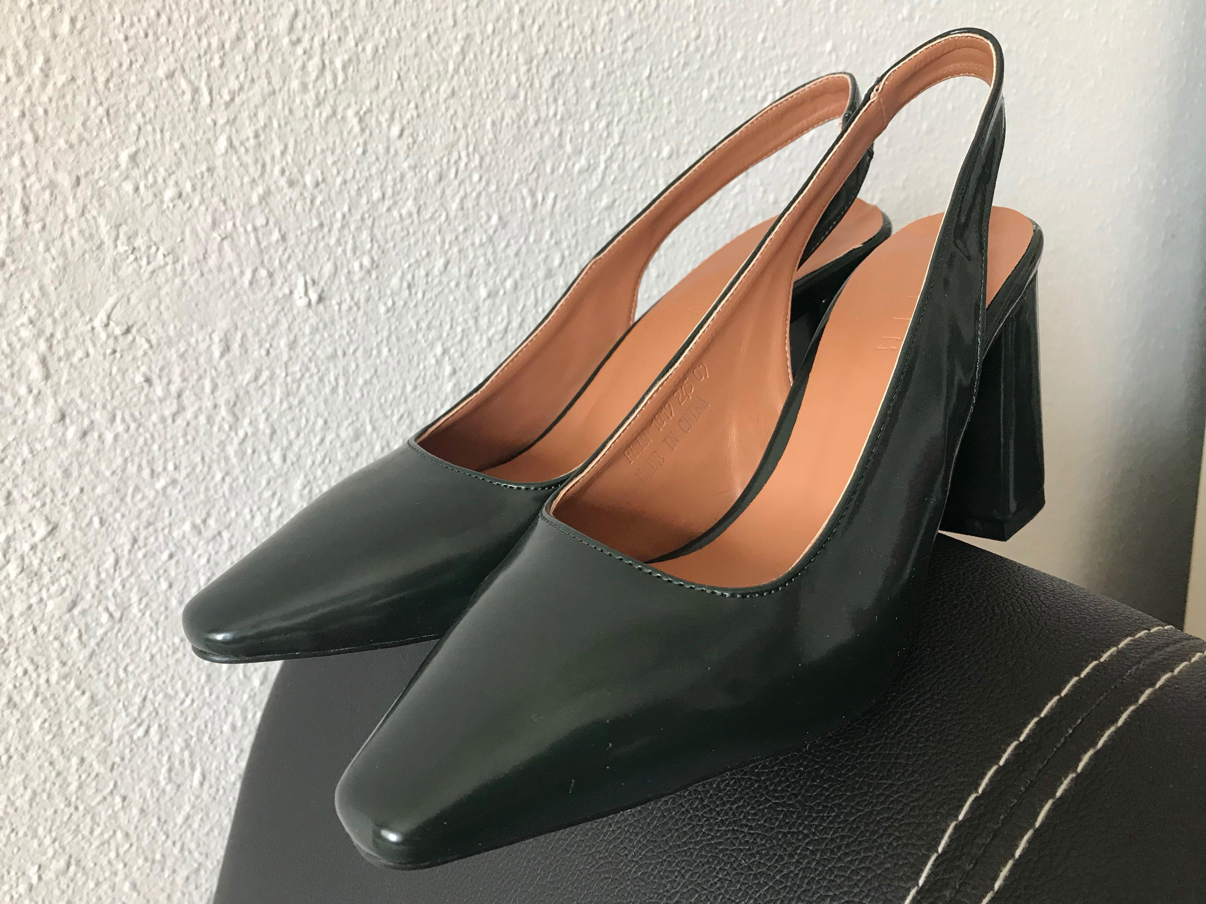 forest green block heels