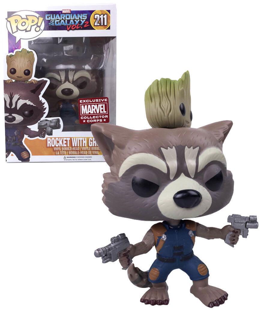 Funko Pop The Guardians of The Galaxy Vol 2 Rocket with Groot #211 Marvel  Collector Corps Exclusive, Hobbies & Toys, Toys & Games on Carousell