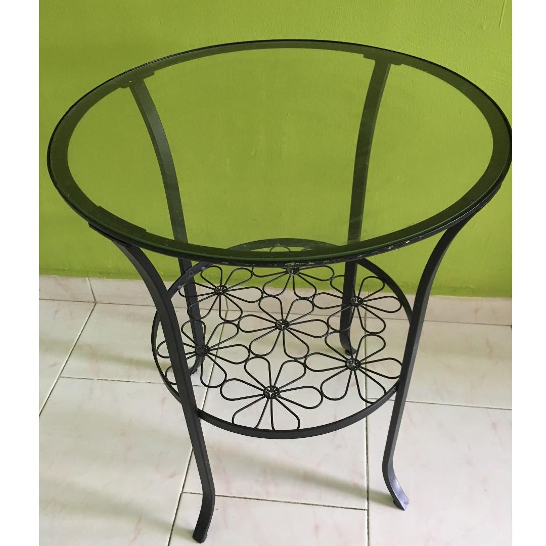 Ikea Round Glass Side Table Furniture Tables Chairs On Carousell