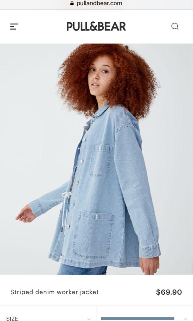 Pull and bear striped on sale denim jacket