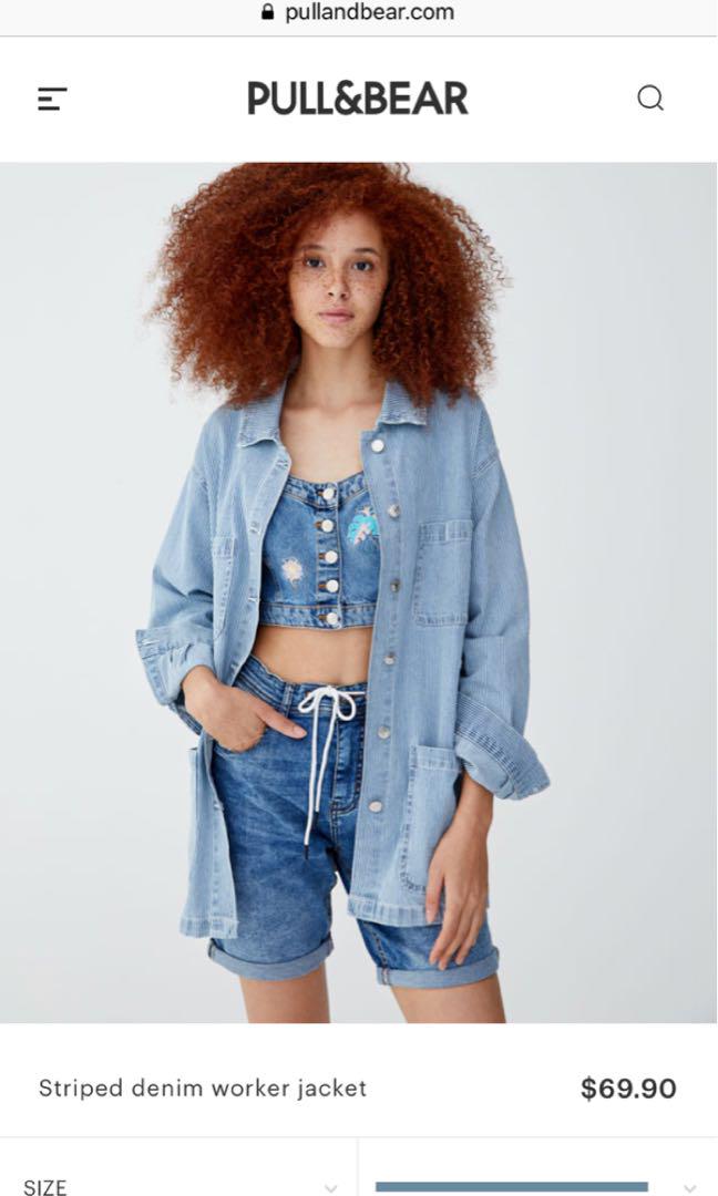 pull and bear striped denim jacket