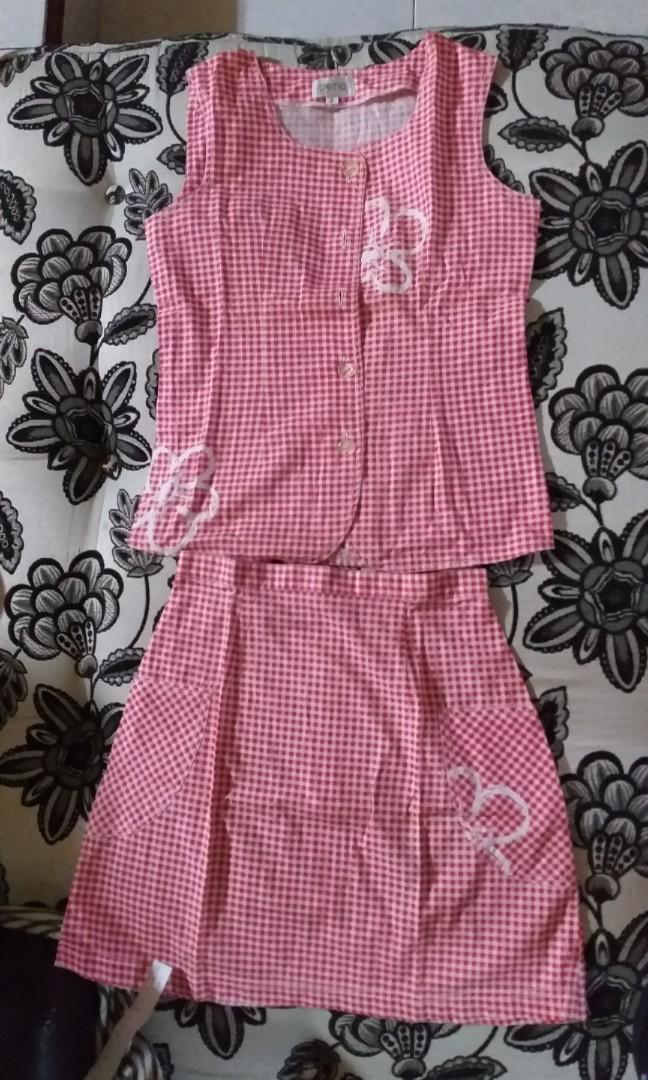 Sale Set Baju Rok Wanita Motif Kotak Kotak Women S Fashion