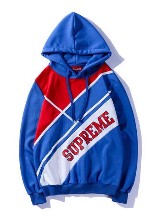 Red white and hotsell blue supreme hoodie