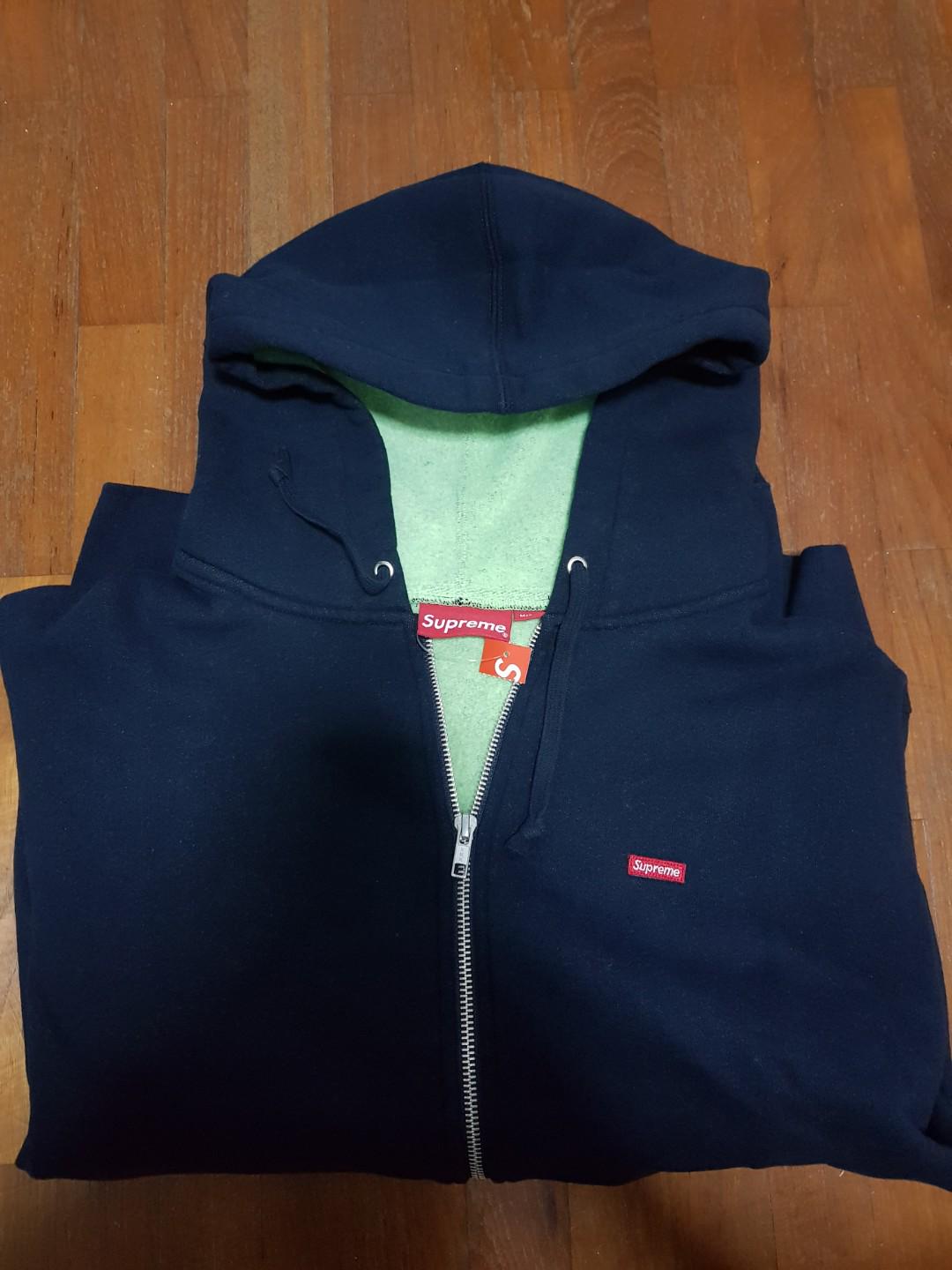 Supreme SS18 Contrast Zip Up Hooded Sweatshirt, Men's Fashion