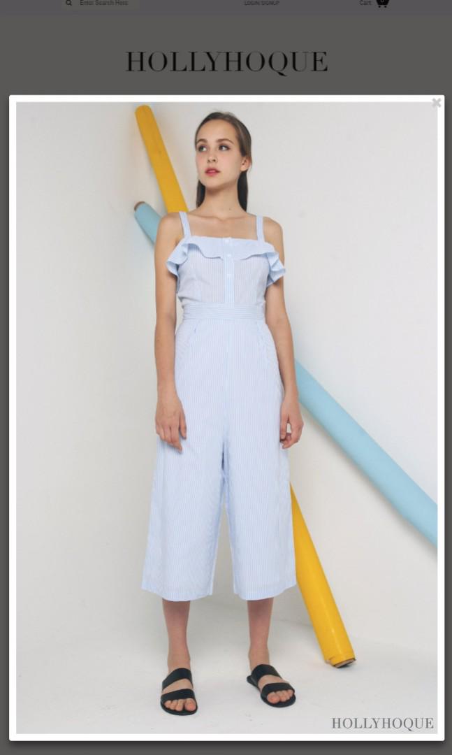 Light blue striped jumpsuit Clearance