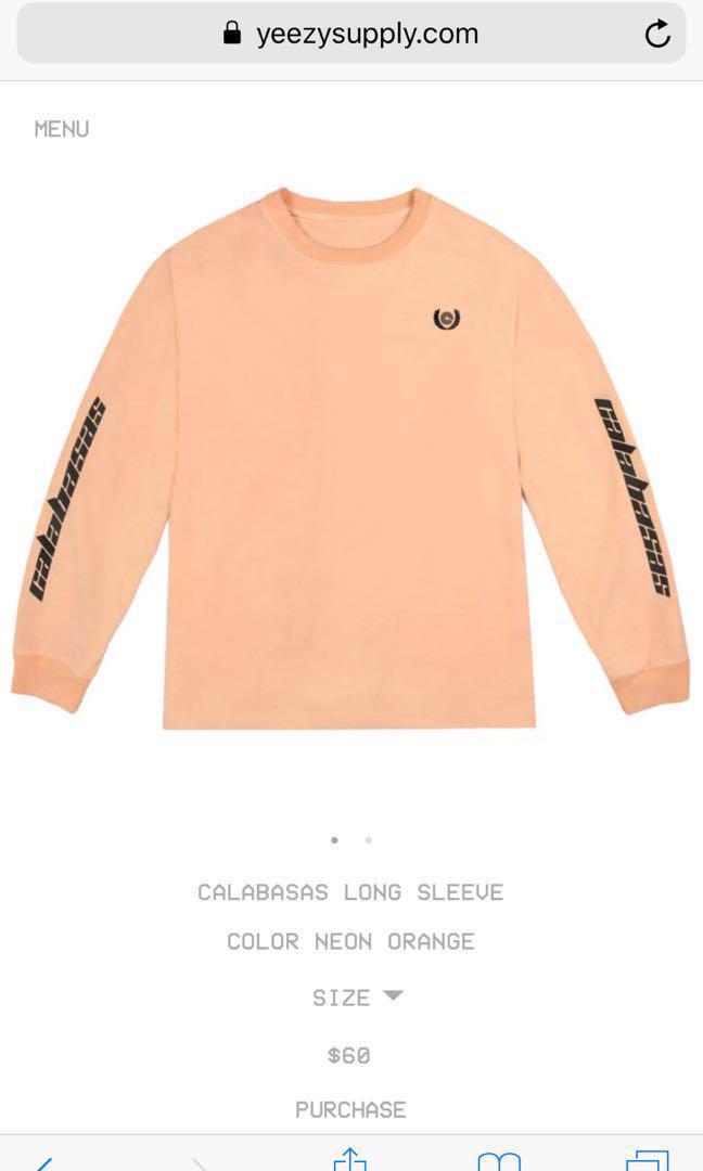 Yeezy calabasas long sleeve best sale neon orange