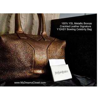 YSL Metallic Bronze Leather Y EASY Kylie Minogue Celebrity Bag