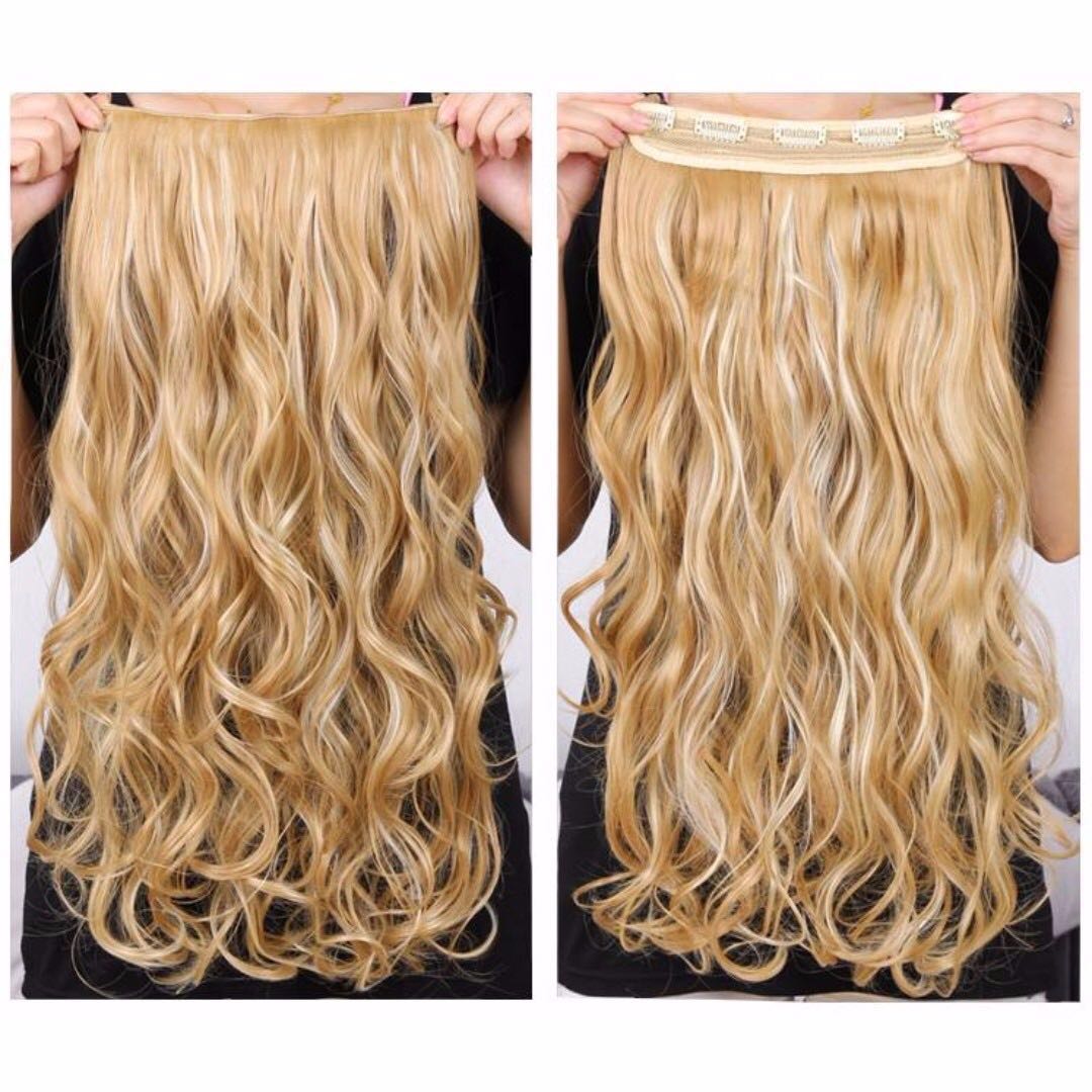 5clip Curly Wavy Blonde Highlights Hair Extensions 27h613 Women S