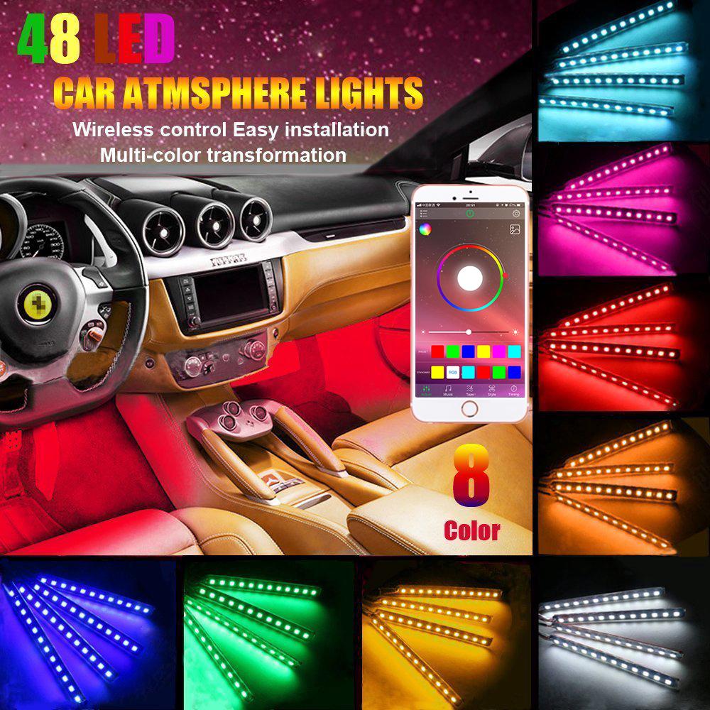 8 Color Car Led Strip Light Waterproof Kit Car Interior Decoration