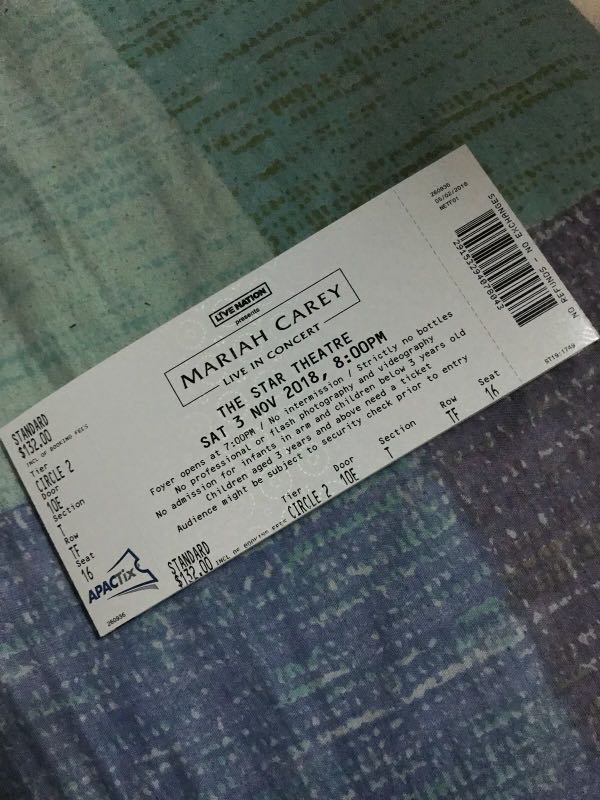 Concert ticket (Mariah Carey), Tickets & Vouchers, Event Tickets on