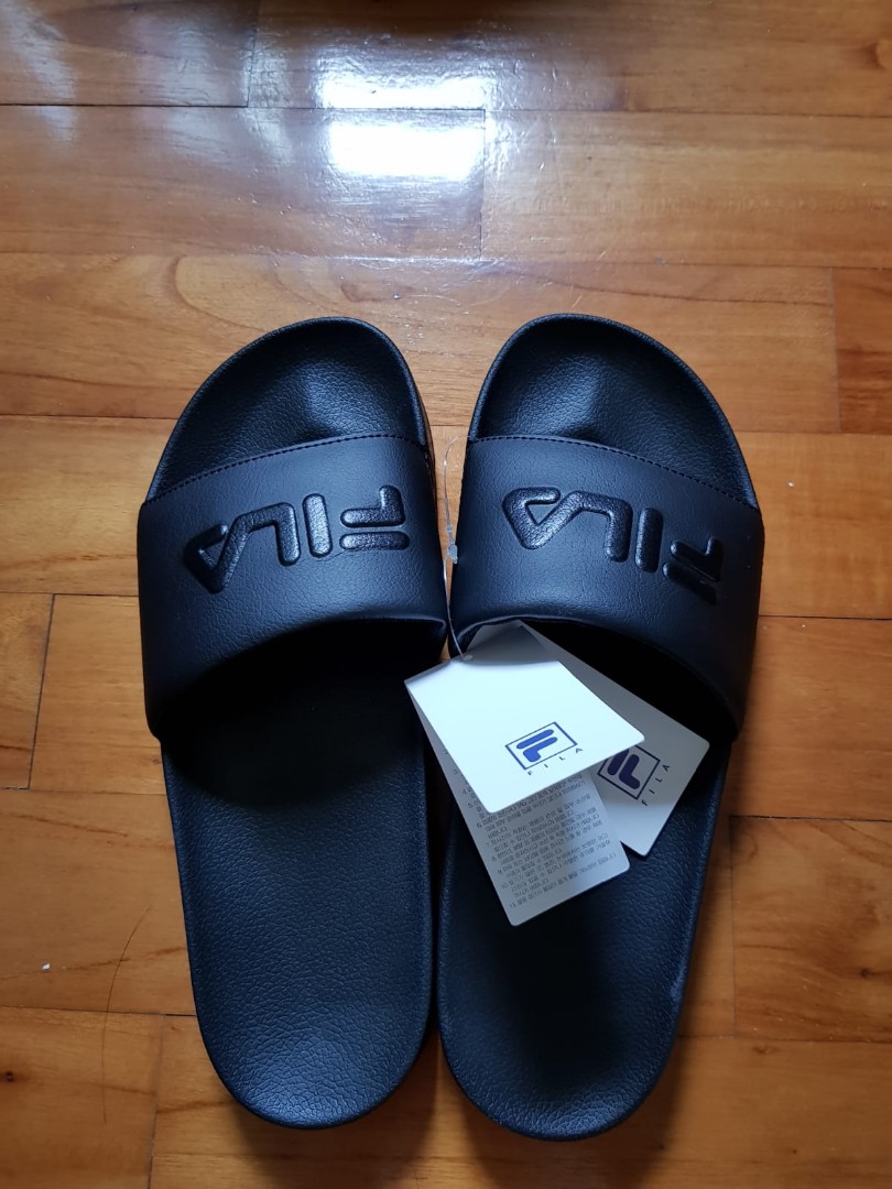 Fila black sliders store