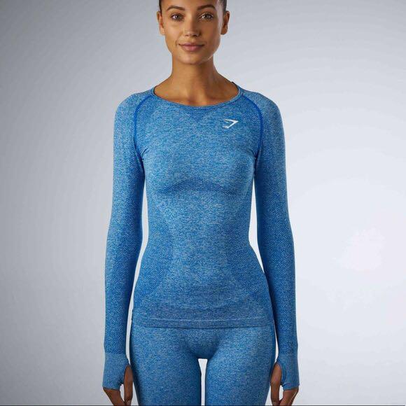 Gymshark Seamless Long Sleeve Top Blueberry Marl Women s Fashion Activewear on Carousell