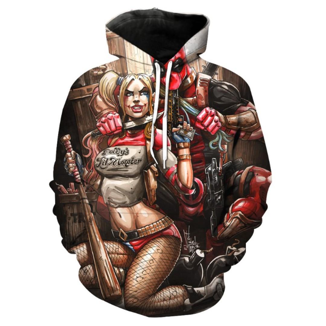 HARLEY QUINN Deadpool - 3D HOODIE, Men's Fashion, Tops u0026 Sets, Tshirts u0026  Polo Shirts on Carousell