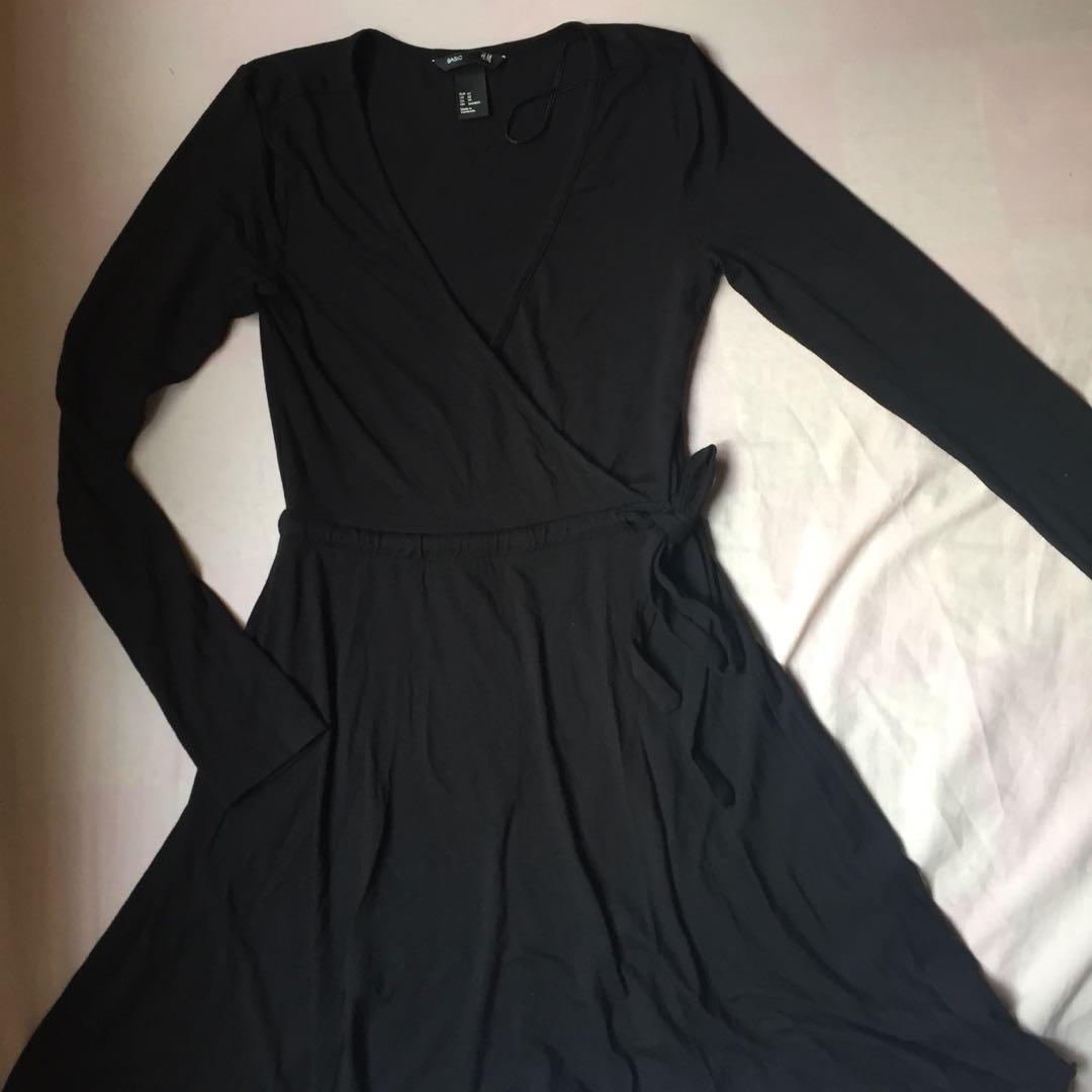 h&m black long sleeve dress