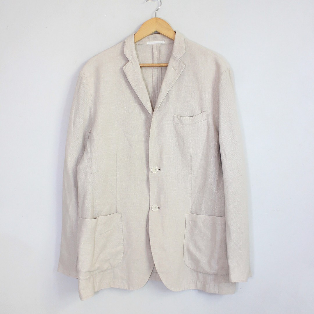 RESERVED Men s UNIQLO Linen Blend Off White Blazer Men s Fashion