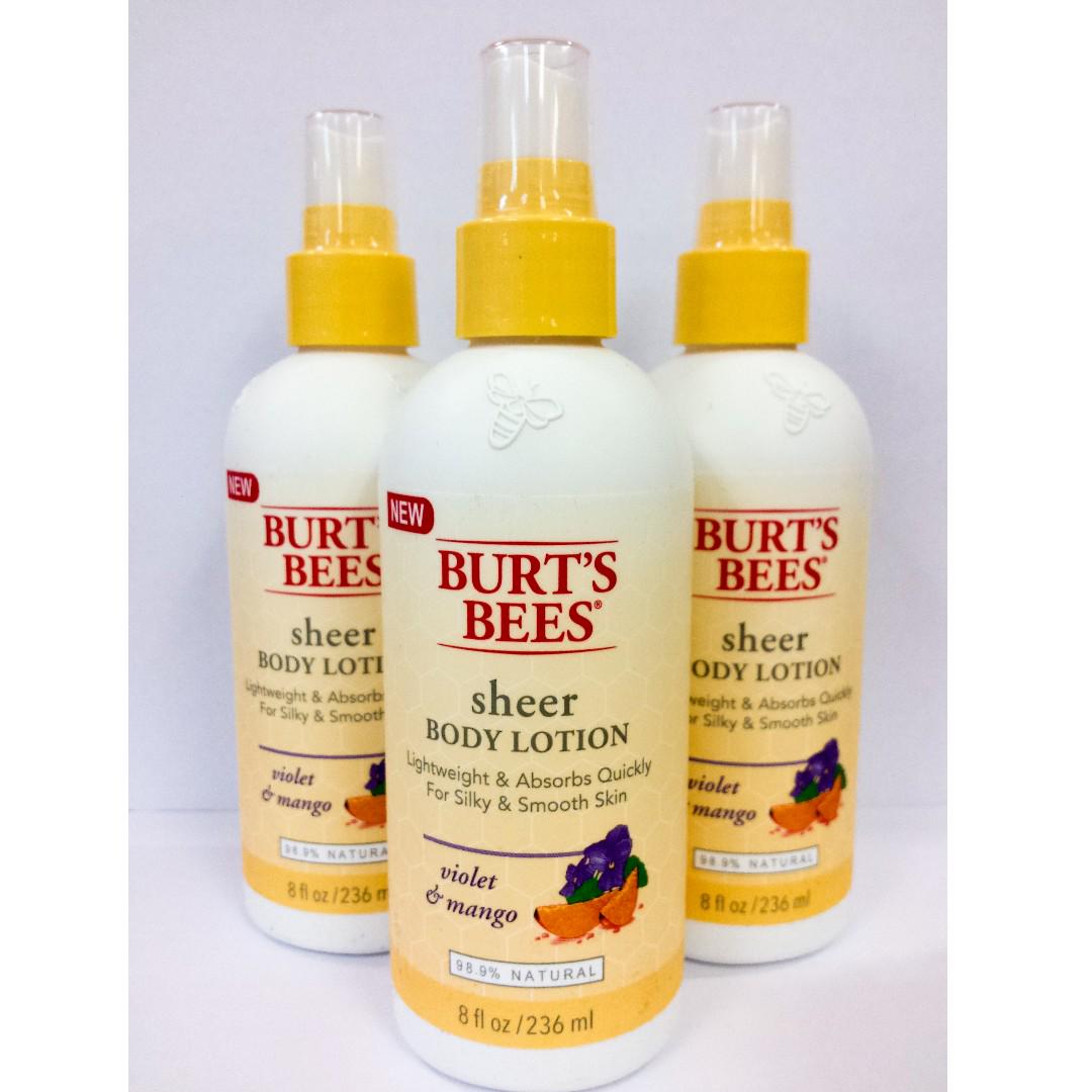New Burt S Bees Sheer Body Lotion 98 9 Natural 236 Ml Spray Bottle Beauty Personal Care Bath Body Body Care On Carousell