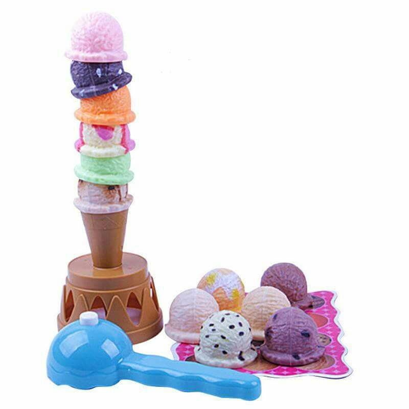 New Simulated Ice Cream Tower Scoops Cone Stack Family Party ...