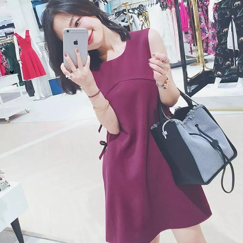Instock Sleeveless Purple A Line Ribbon Work Dress Women S