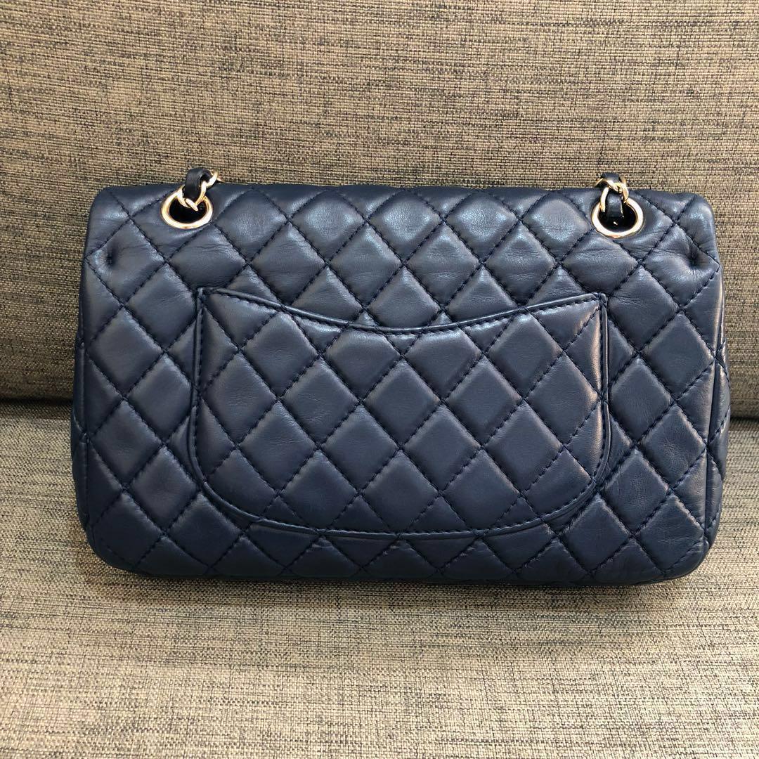 ❌SOLD!❌ Chanel Seasonal Medium 25cm Double Flap in Dark Blue Lambskin GHW
