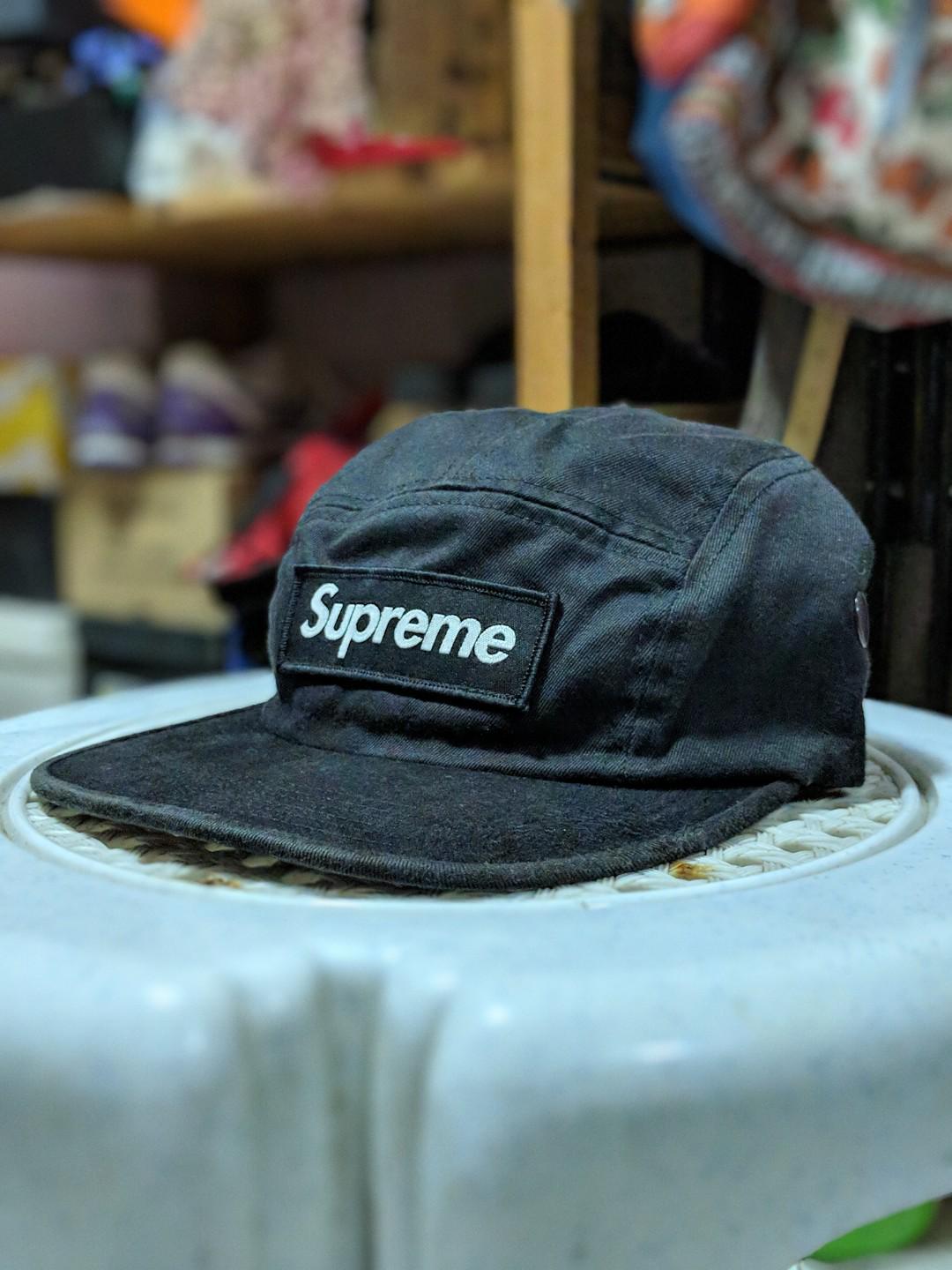 Supreme Box Logo Black 5 panel Camp Cap