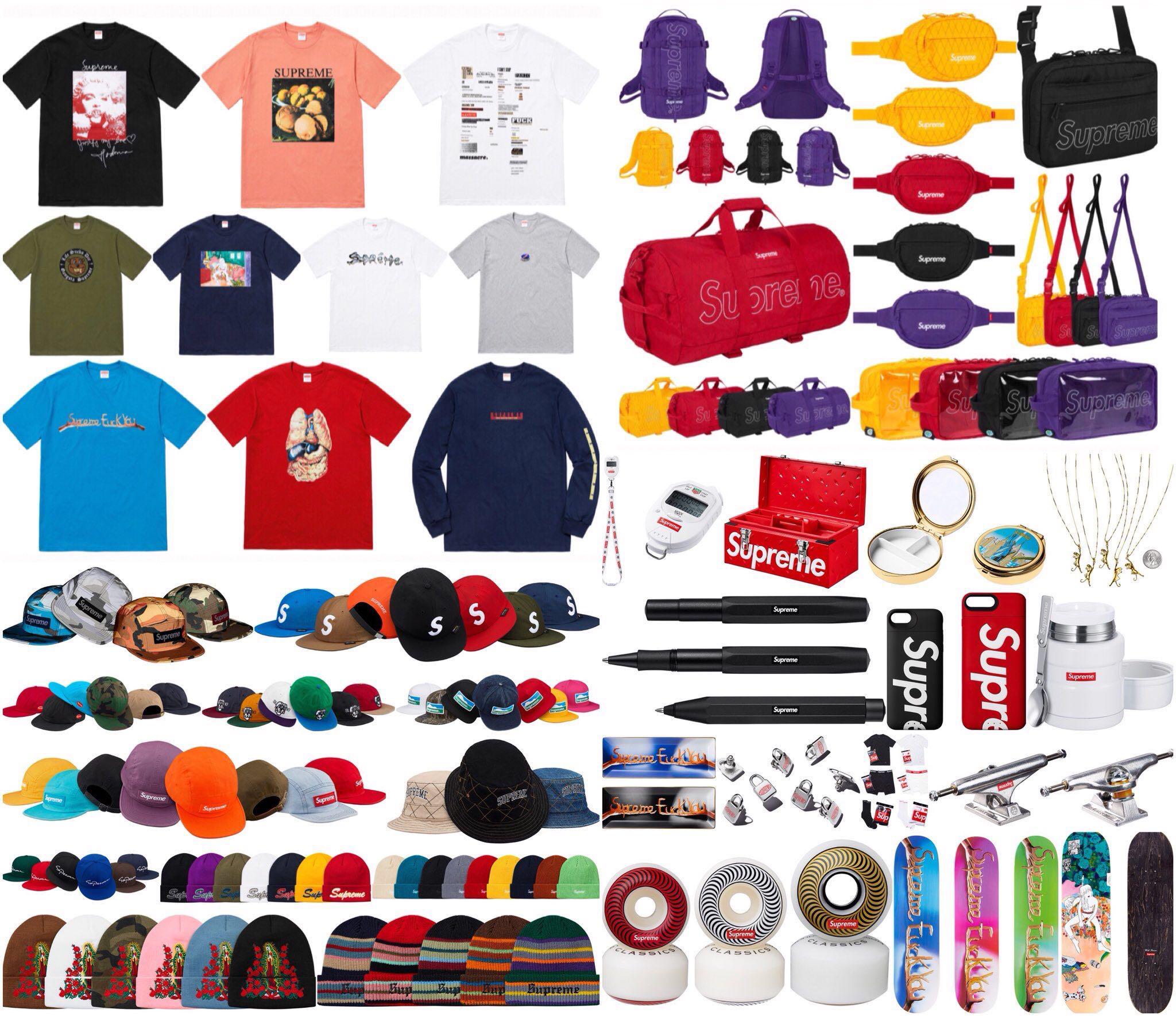 Supreme drop sales list 2018
