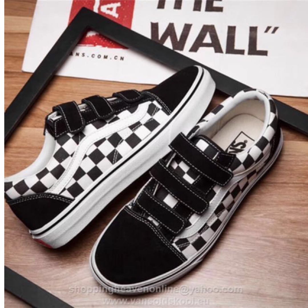Vans old skool checkerboard velcro sale