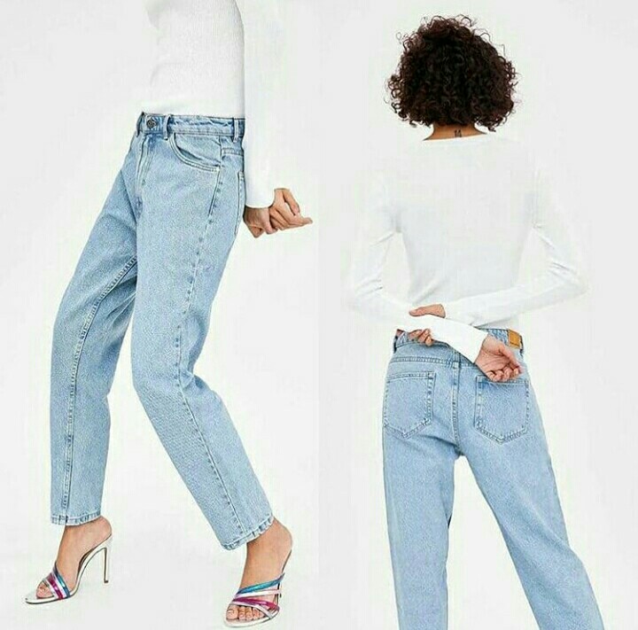 zara mom jeans light blue