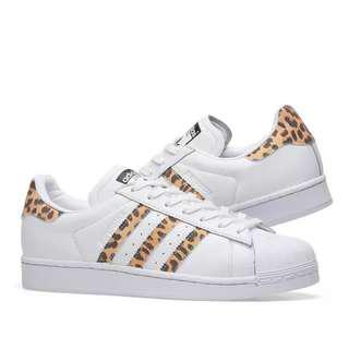 adidas Originals Superstar Sneakers With Leopard Print Trim AU 7