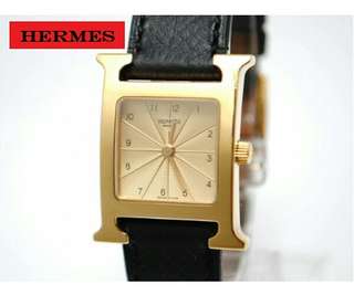 Hermes H Watch Black Gold Hardware HH1.201