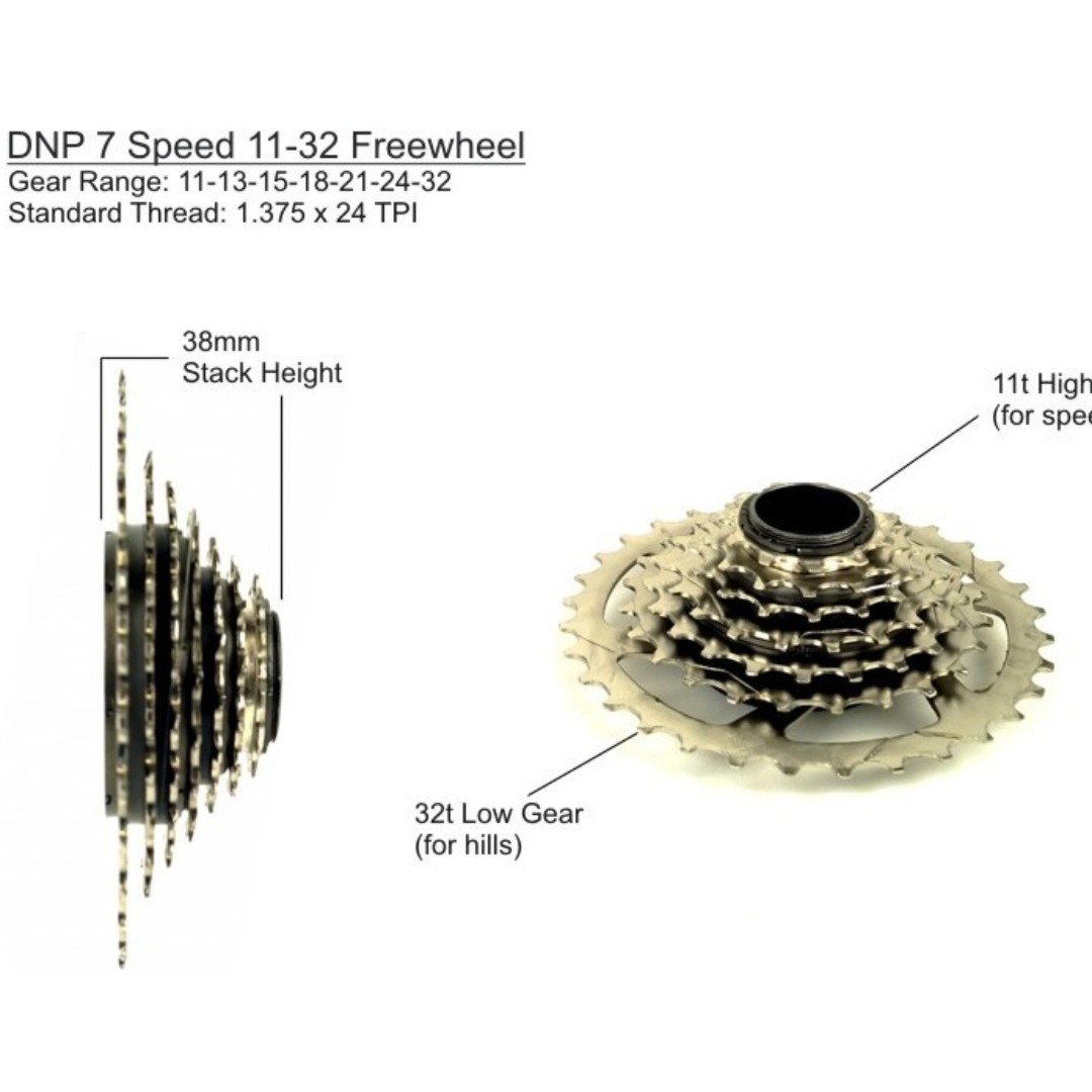7 Speed DNP 11 32 Tooth Freewheel Sports Equipment Bicycles