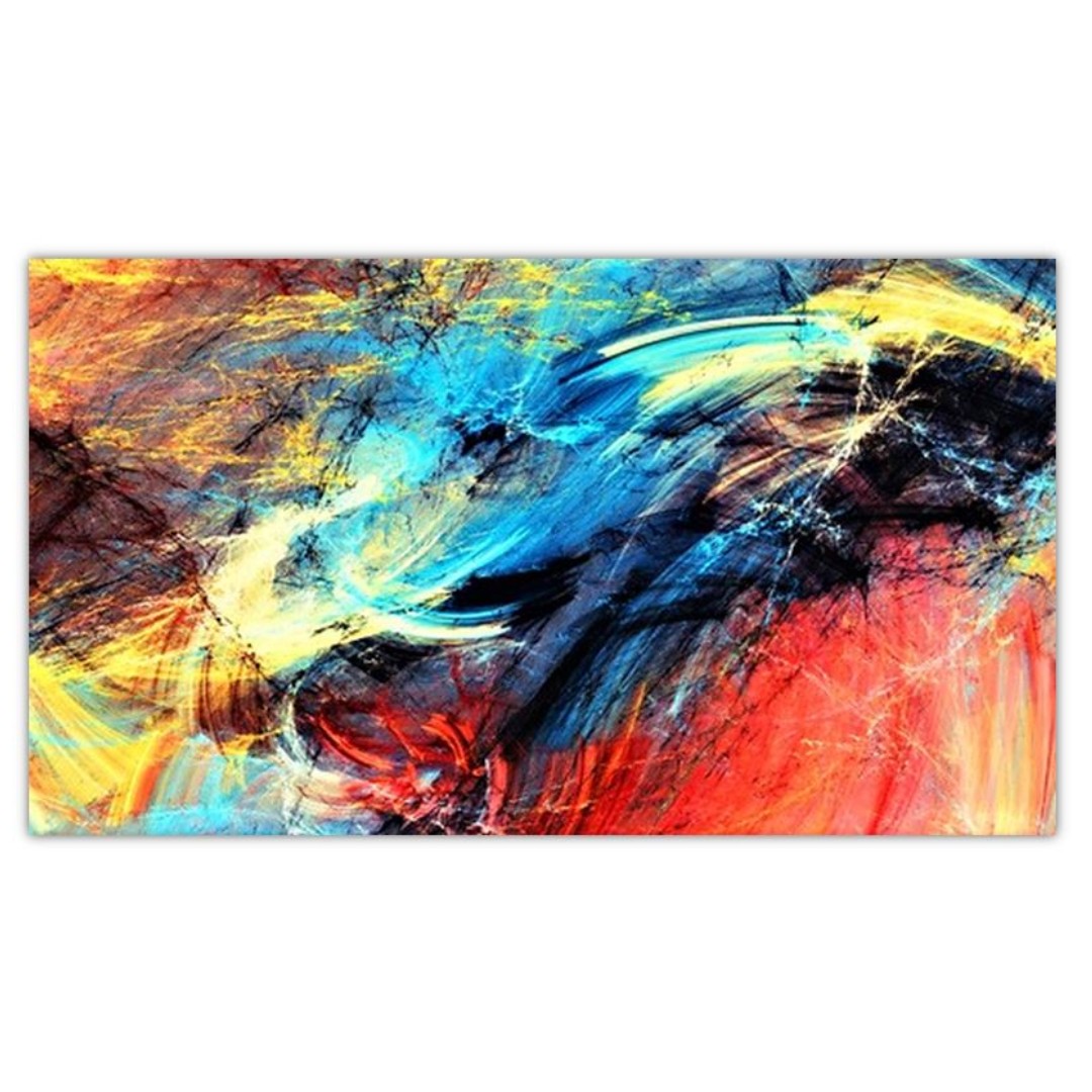 Abstract Motion Colour In Blue Red And Yellow Canvas Art Print 45