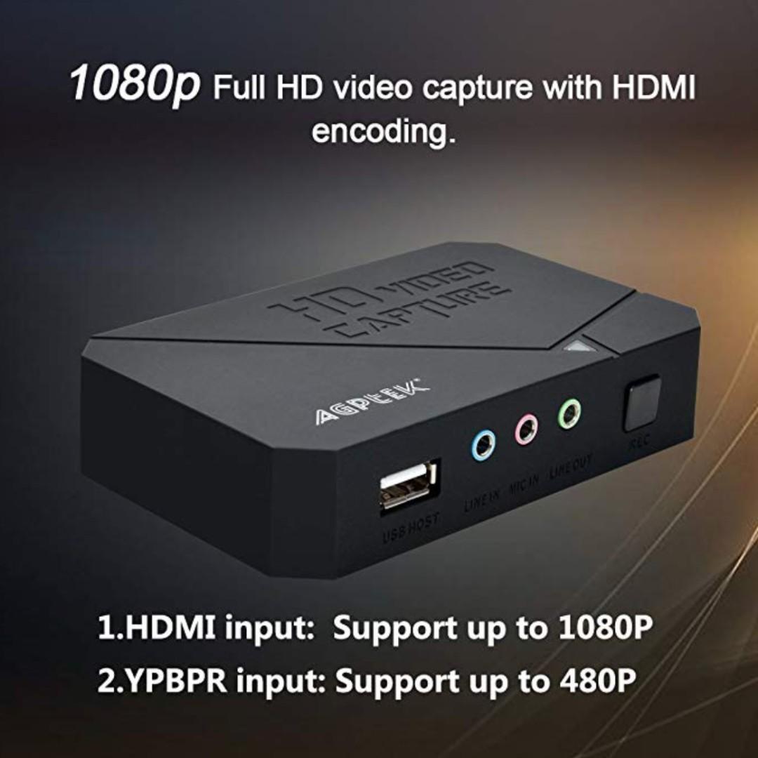 Agptek Hd Game Capture Video Capture 1080p Hdmi Ypbpr Recorder Xbox 360 One Ps3 Ps4 Support Mic In With Both Hdmi And Ypbpr Input Electronics Others On Carousell