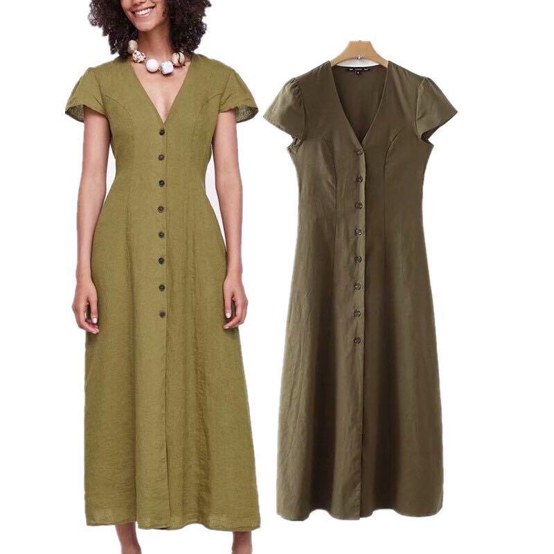 green button dress