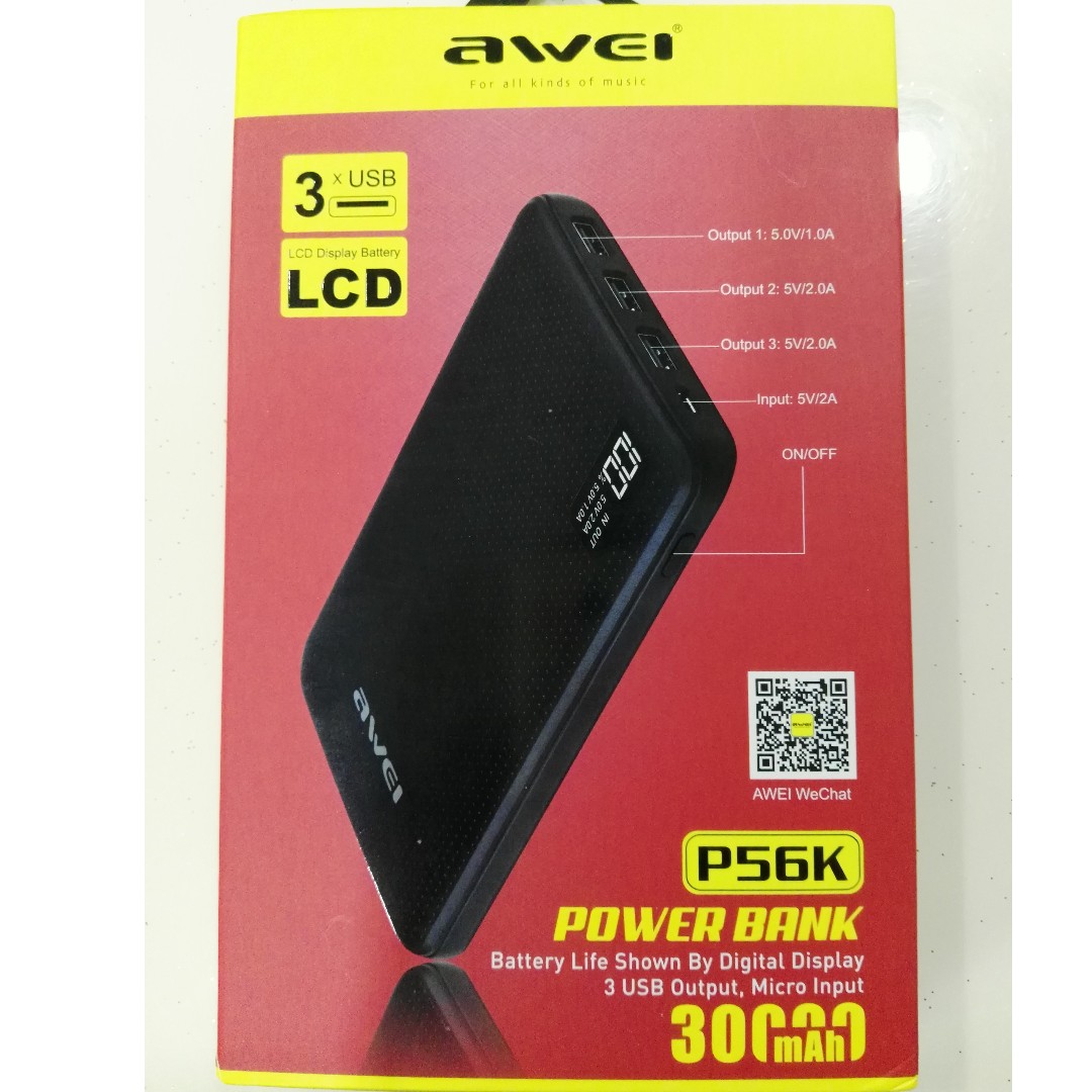 Awei P56k Powerbank 30000mah Mobile Phones Tablets Mobile Tablet Accessories Power Banks Chargers On Carousell