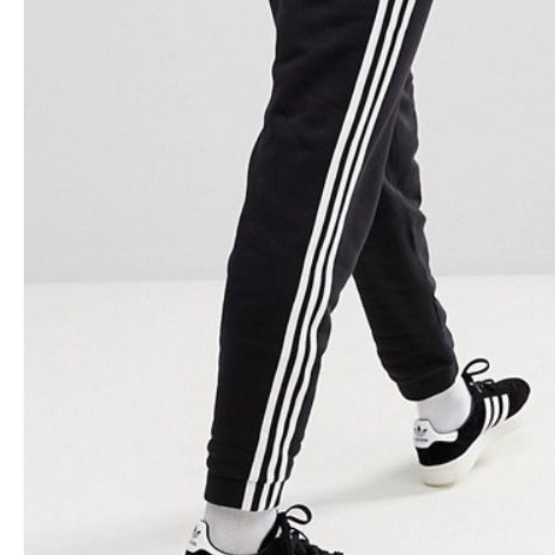 adidas black stripe joggers