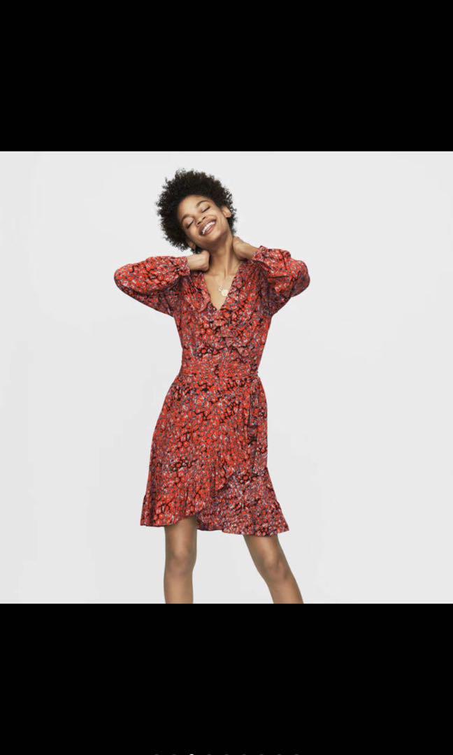 BNWT Authentic Maje Animal Print Wrap Dress Women s Fashion Tops
