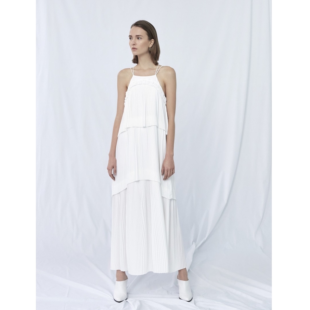 White Pleated Maxi Dress