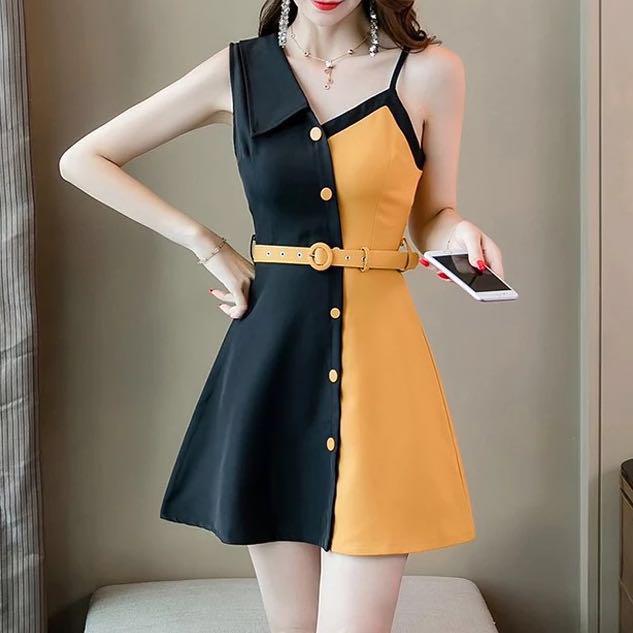 simple contrast dress