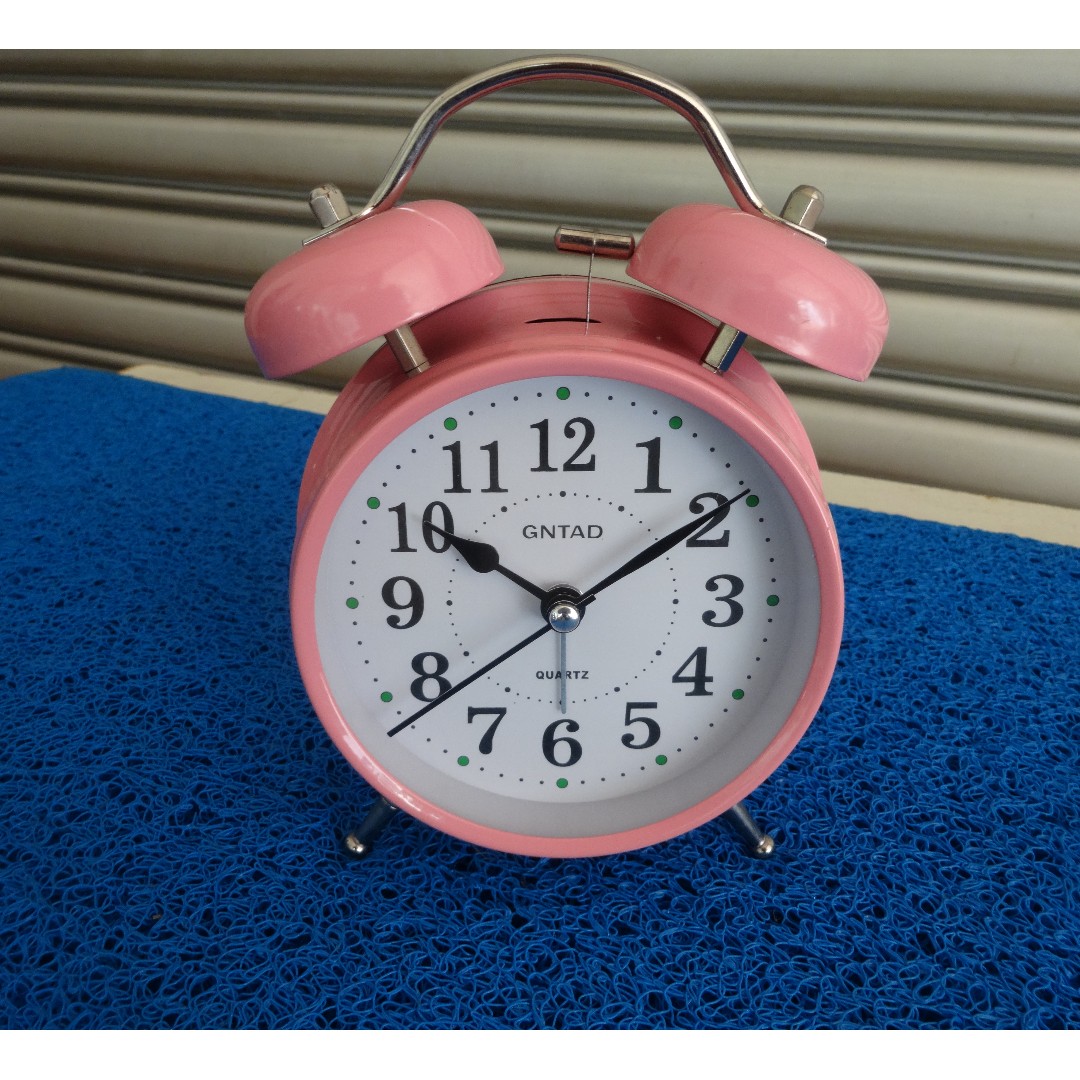 GNTAD Brand Twin Bell Alarm Clock (Pink), Everything Else on Carousell