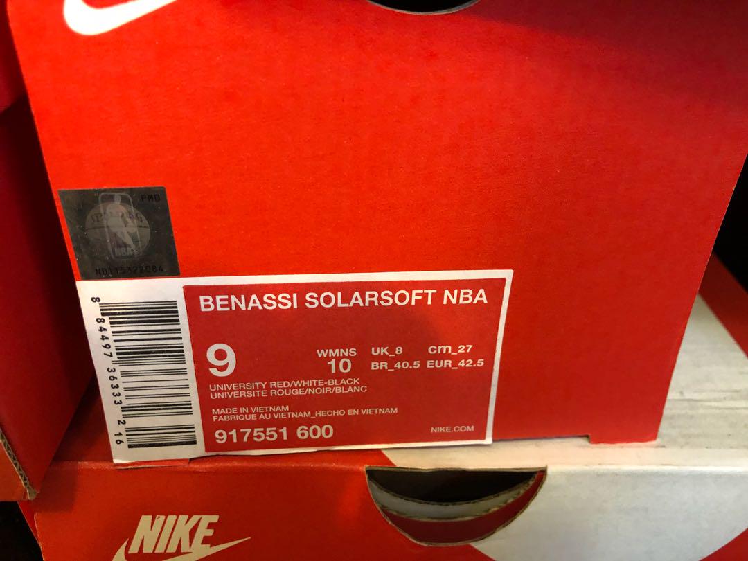 Nike Benassi Solarsoft NBA Chicago Bulls Us9