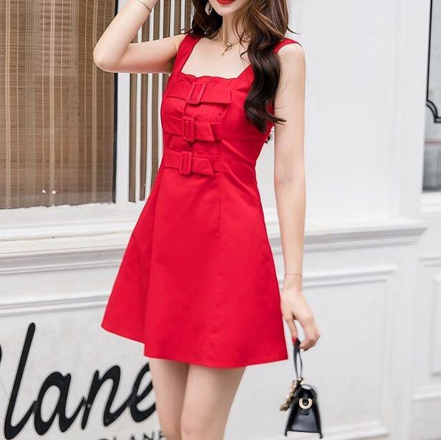 Slim Corset Dress Square Neck Plain Simple Dress Office Work
