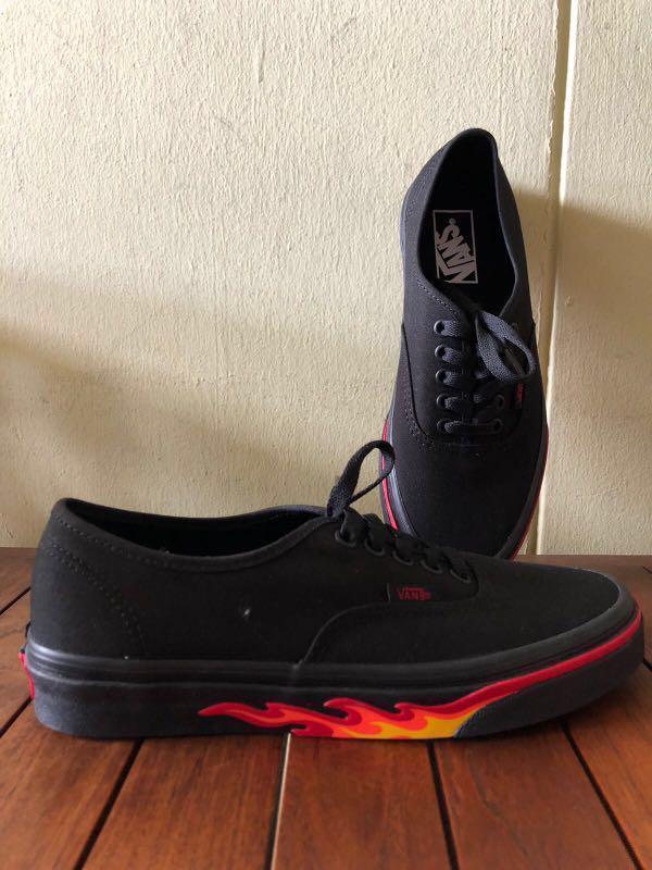 All black vans with hotsell flames