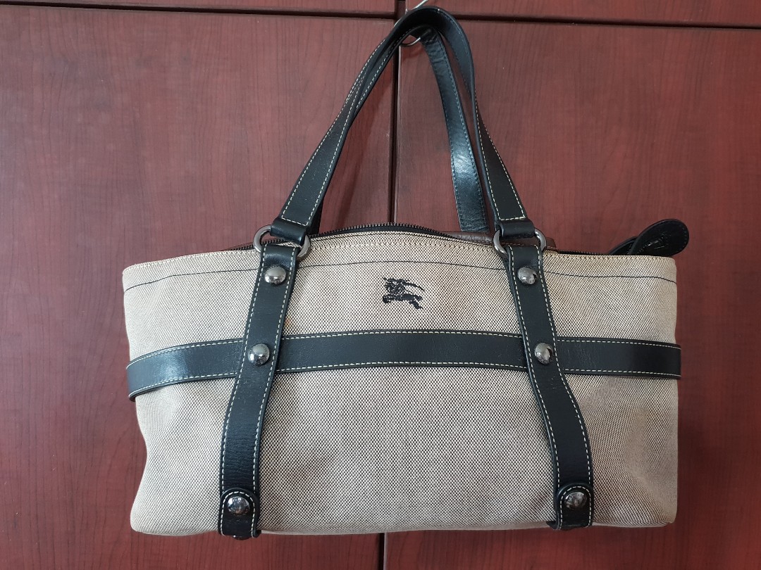 Grey Canvas Leather Shoulder Bag Japan 