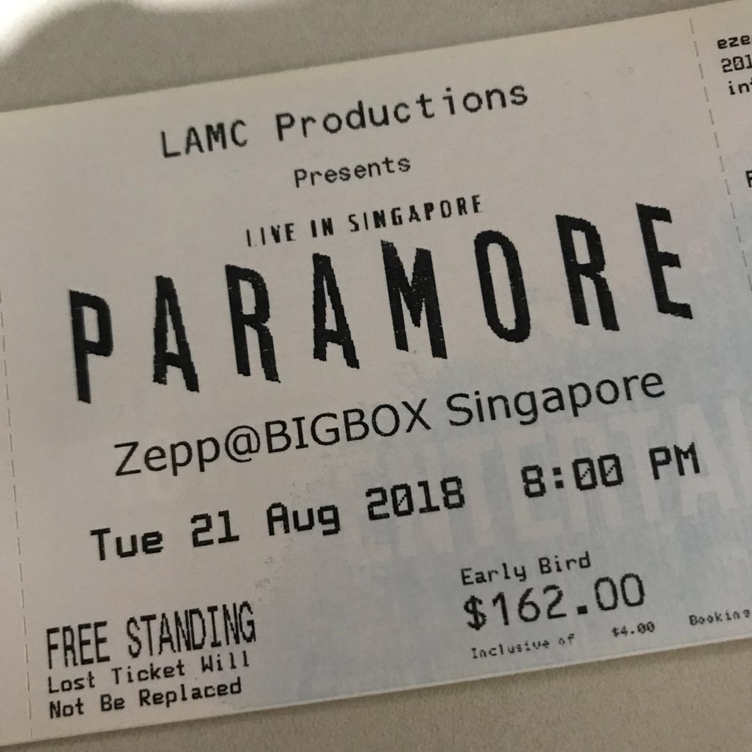 1 x Paramore GA Ticket, Tickets & Vouchers, Event Tickets on Carousell