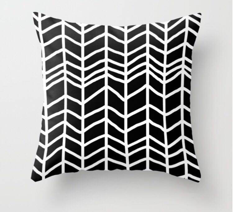 black and white chevron cushion