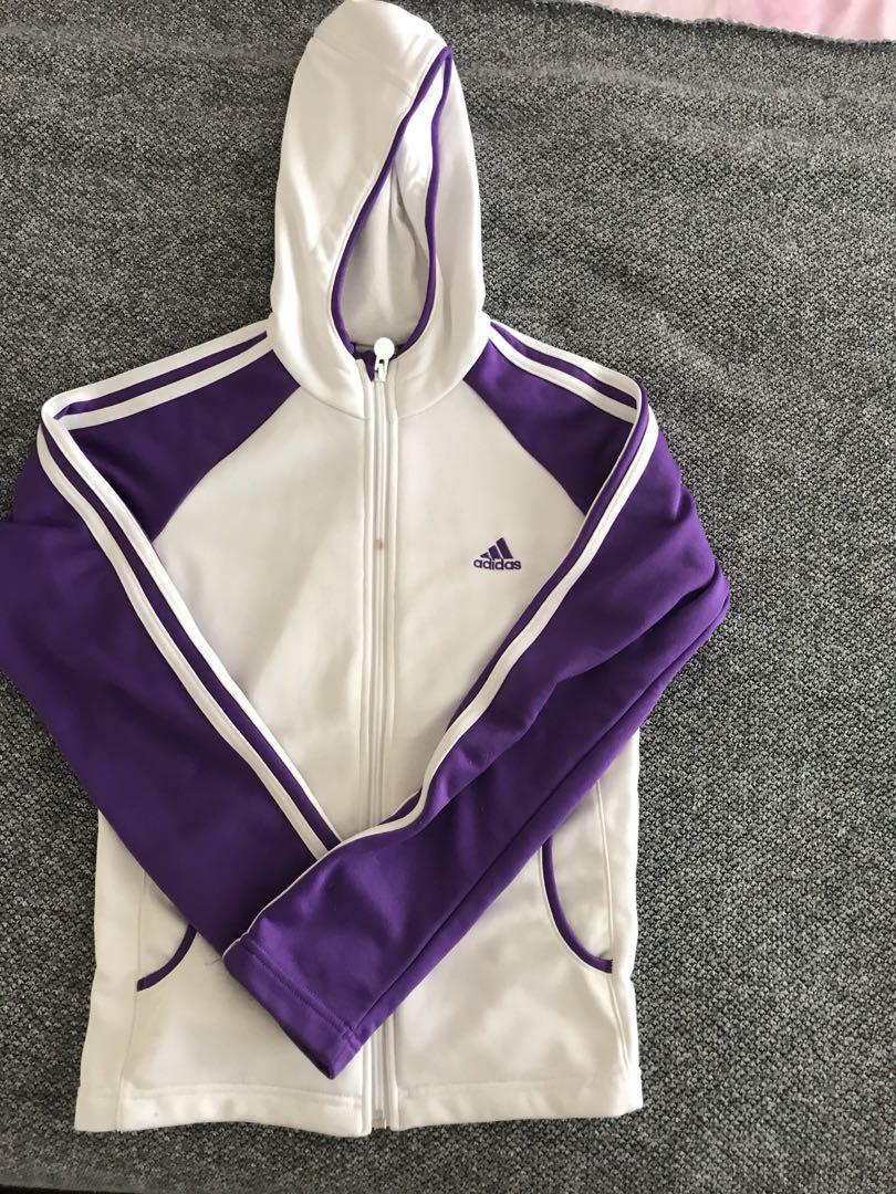 purple and white adidas jacket